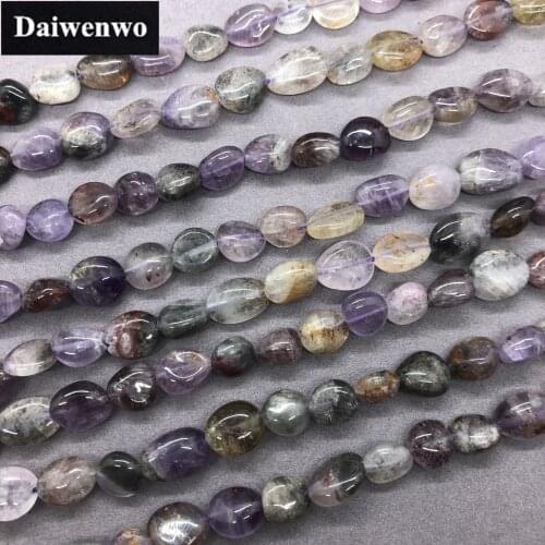 Purple Phantom Quartz Beads Natural Loose Stone Irregular Gravel Shape DIY