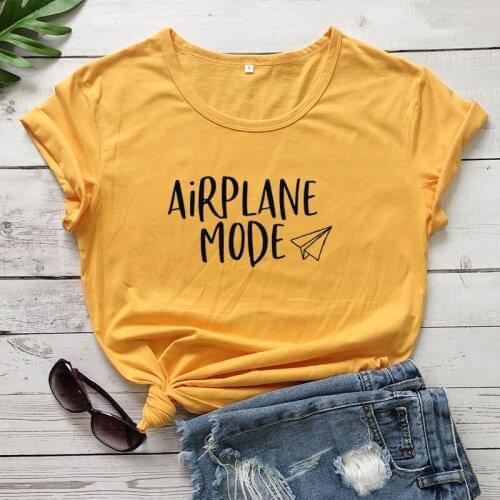 Airplane Mode Slogan T-Shirt Stylish Vacation Camping Funny Grunge Tee Christian 100% Cotton Trendy Tumblr Tops gift art Shirts