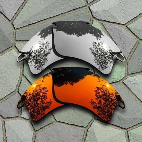 Chrome&Red Orange Sunglasses Polarized Replacement Lenses for Oakley Fast Jacket XL