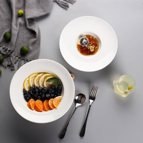 European-style ceramic dinner plates hotel western-style steak pasta plate home creative retro white soup plate daily tableware