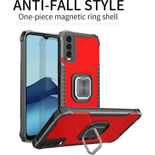Magnetic Metal Ring Stand Armor Shockproof Case For VIVO Y20 Y20i Y20S Y12S Y19 Y50 Y15 Y17 TPU Frame Aluminum Alloy Back Cover