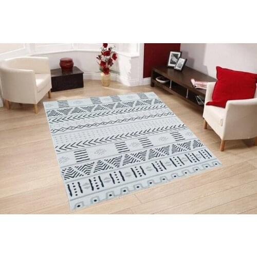 Mystic Pattern Cotton Double-Sided Use Black-White-Gray Carpet Rugs for Living Room / Bedroom / Dining Room / Study / Kitchen