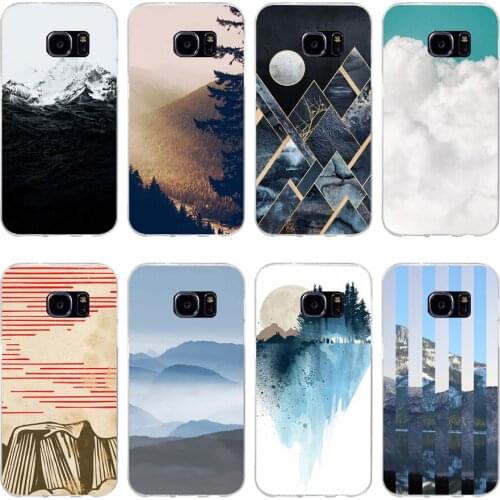 7H Blue mountain wall art Soft TPU Silicone Cover Case for samsung Galaxy s6 s6 s7 edge s8 s9 plus case