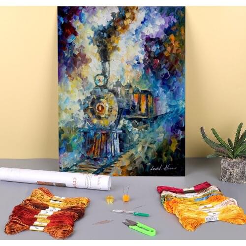 Vapor Train Emotions Printed 11CT Cross-Stitch DIY Embroidery Kit DMC Threads Painting Needlework Craft Knitting Wholesale