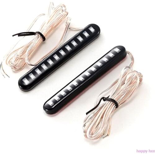 New 2PCS Car Motorcycle Flowing Water Tail Brake Lights 12 LED Turn Signals Light Blinker