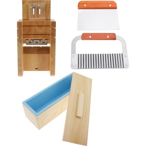 Wood Soap Cutter Mould Beveler Planer + Silicone Soap Mould with Lid Soap Making Mold + 2pcs Cutter Slicer Home Kitchen Tool