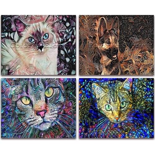 5D Full Square Diamond painting embroidery Cross stitch Animals Cat dog 3D DIY Round Drill Drawing mosaic 339