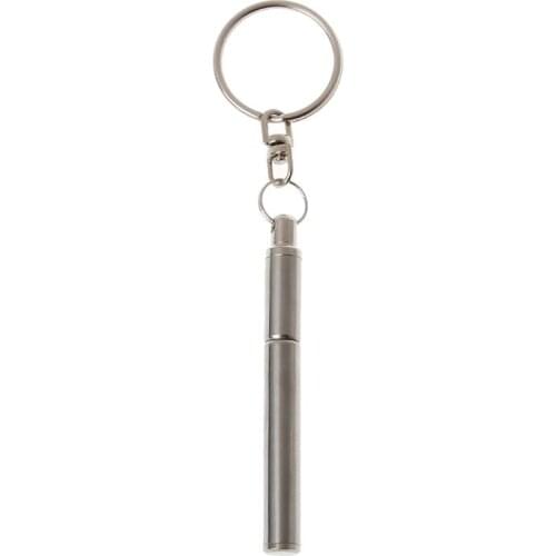 Portable Stainless Steel Telescopic Ballpoint Pen Metal Key Ring Keychain Tools