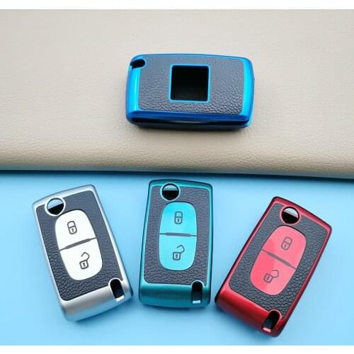 Clamshell Folding 2Buttos TPU Car Key Case Cover For Peugeot RCZ 206 207 306 307 308 407 408 For Citroen C2 C3 C4 C5 Accessories