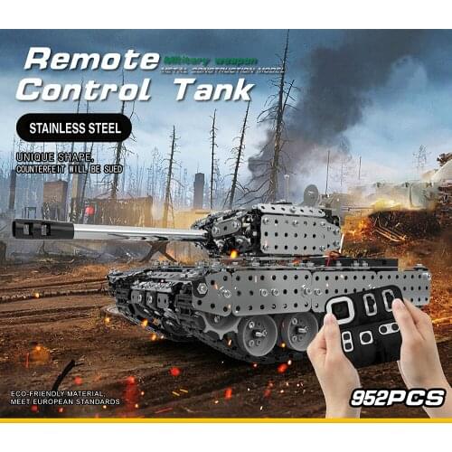 RC Building Blocks Tank Battleship Stainless Steel Assembly Remote Control Tanks Military Set Build Bricks Compatible Toys