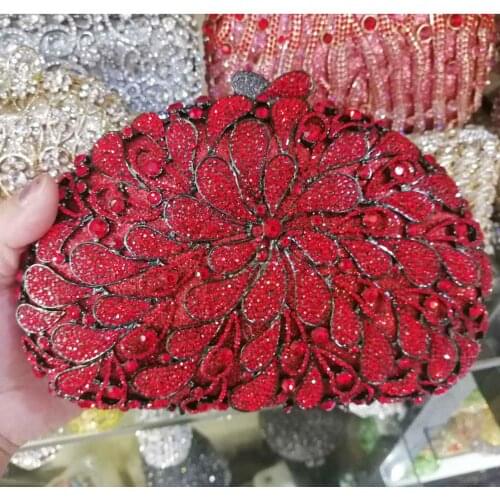 Deluxe Boutique Crystal Clutch bags Handmade Grey Red Golden Bridesmaid Wedding Party Purse Female Evening Bags SC912