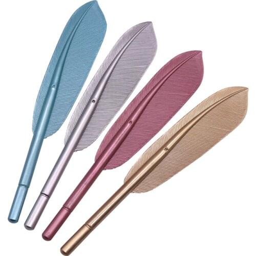40 Pcs Plastic Handle Feather Pen Ballpoint Pen Mixed Color Cute Cheap Item Kawaii Pen School Stationery Tip Nib 0.38MM