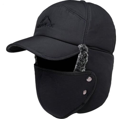 Bomber Hats Unisex Winter Warm Plush Ear Flap Breathable Hat Mask Neck Set Thicken Winter Cycle Cap Scarf Set Women Hats Men hat