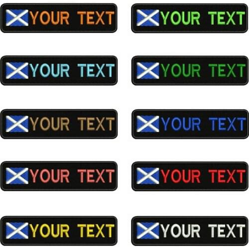 Scottish flag Scotland 10X2.5cm Embroidery Custom Name Text Patch Stripes badge Iron On Or Velcro Backing Patches For Clothes