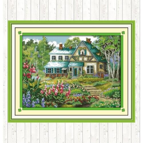 The Fairy Tale Hut Cross Stitch Patterns 14CT Printed Fabric 11CT Counted Canvas DIY Handmade Embroidery Needlework Sets Crafts