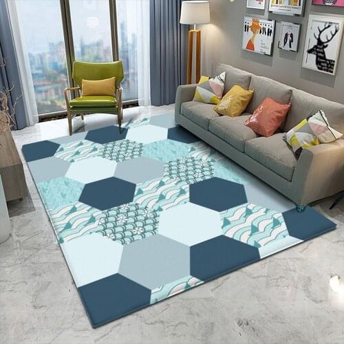 Geometric Printed Carpet Flannel Rug for Living Room Bedroom Large Area Rugs Modern Printing Floor Carpet for Parlor Mat Home