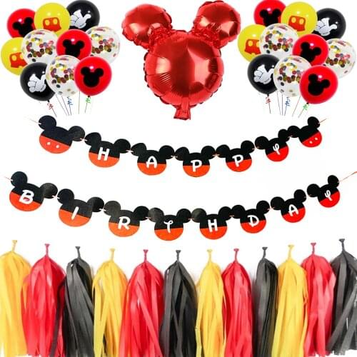 Disney Mickey Mouse Tableware Baby Shower Tablecloth Cup Plate Cartoon Theme Kids Boy Favors Happy Birthday Party Decoration