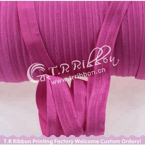 T.R RIBBON 5/8" #185 Raspberry Rose FOE solid Fold Over Elastic Shiny for elastic Headbands Hair Ties 50yards and 100yards/lot