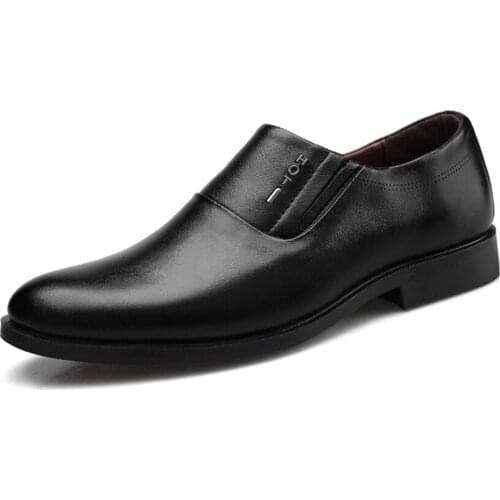 Men Business Shoes Pointed Toe High-Quality Leather Shoes Office Formal Comfortable Loafers Big Size Male Footwear