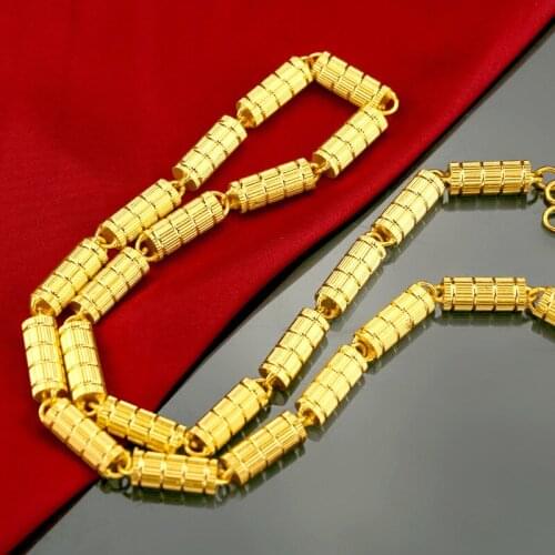 Heavy Round Column Necklace 191g 18ct Golden Mens Chain Thicken 8mm Cool Man/Boys Jewelry Gift