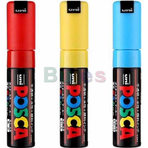 Uni PC-8K Marker Red,Blue,White & Black, Uni Posca Poster Color Marker Thick Size PC-8K From Japan 8.0mm