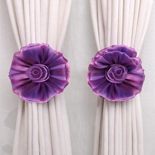 Clip-On Flower Tie Backs / Holdbacks For Voile & Net Curtain Panels