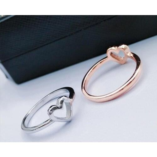Ladies Love Exquisite Ring Fashion Simple Geometric Gift Gold Silver Color Hollowed-out Heart Shape Open Ring Design Cute
