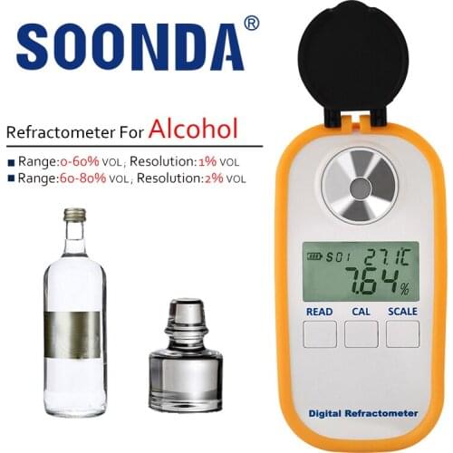 0-80%VOL Alcoholometer Refractometer For Alcohol Brewing Wine Oenometer Hydrometer With 1%2% Resolution Electronic Alcohol Meter