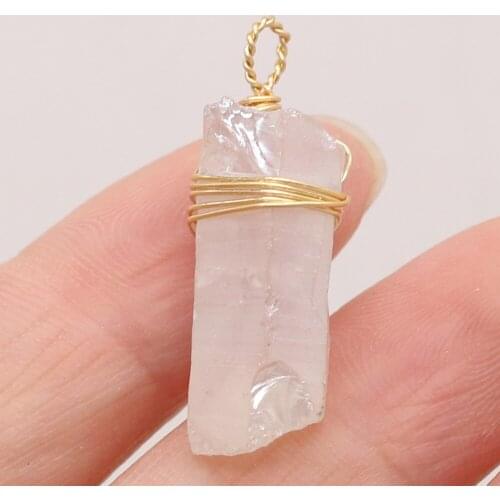 1 Piece of Natural Semi-precious Stone White Crystal Winding Pendant, Suitable for Jewelry Making DIY Bracelet Accessories