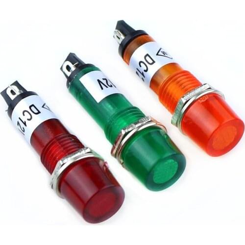 10pcs PL-101 10mm 2 feet electrocution red yellow green Indicator DC12V/24V AC220V