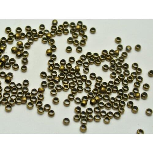 2000 pcs Bronze Tone Metal Round 2.0mm Crimp End Beads