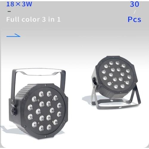 30pcs/lot 18pcs 3w led lamp beads 18x3w led Par lights RGB 3in1 flat par led dmx512 disco lights professional stage dj equipment