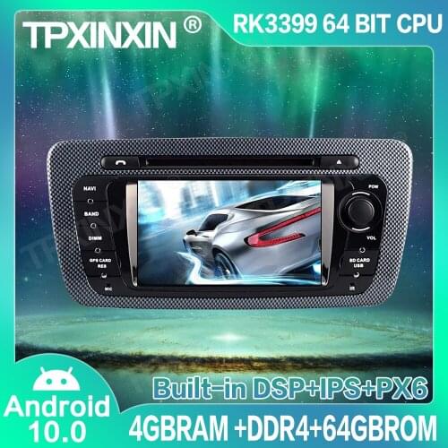 4+64G Android 10.0 For SEAT IBIZA 2009-2013 Car GPS Navigation Radio Player Car Multimedia Player Head Unit Tape Recorder DSP