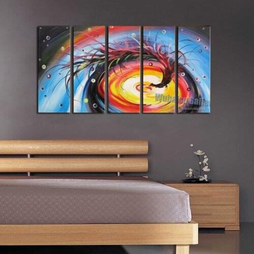 5PC Asian Modern Hand-Painted Art Oil Painting Canvas:Phoenix No Framed Home Decor Decorative Wall Pictures