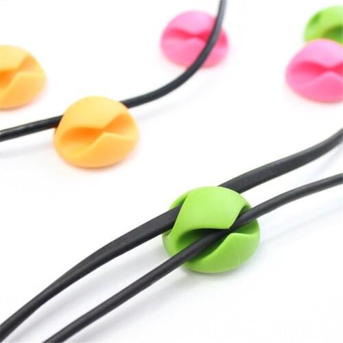 5pcs Silicone Cable Winder 2 Holes Cable Management Earphone Cable Organizer Wire Clips School Office Supplies Desk Set