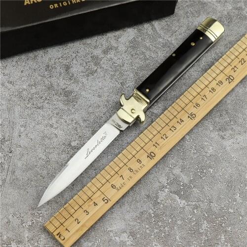 9-inch D2 Blade, horn handle, pocket knife, Italian mafia survival camp knife, AKC knife