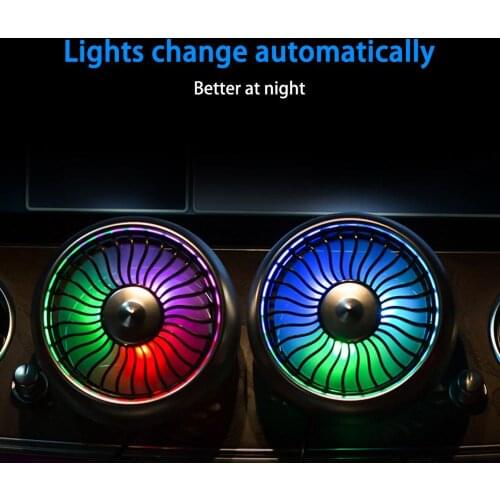 3.5 Inch Car Fan with Colorful Ambient LED Light 12V24V Universal Large Wind Three Speed Control USB Car Fan