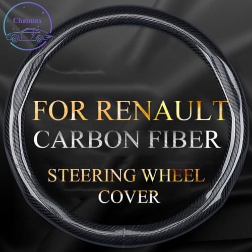 Carbon Fiber Steering Wheel Cover for Renault Clio Twingo ZOE Kwid Megane Universal 38cm 15 Inches Anti-slip