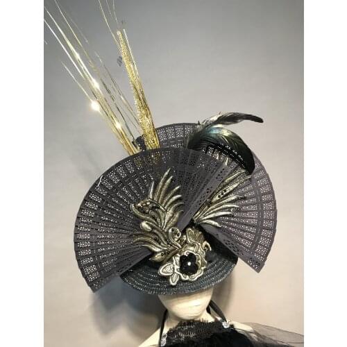 Flower Fan Lace Headwear Handmade Fancy Dress Tassels Headband Gothic Hair Accessories Costumes