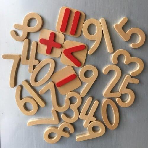 Baby educational toy montessori wooden arabic numerals with magnets on backside basic math learning toy big size high quality