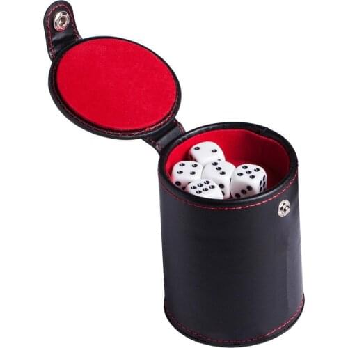 Leather Dice Cup With Storage Compartment For Most Dice Bar Party Dice Games Flannel Mute Dice Cup Bar Game Supplies