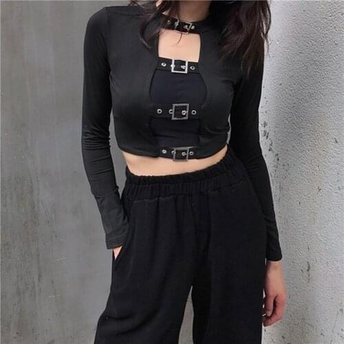 Women T Shirts Sexy Lady Navel Long Sleeve Tie Short Top Famale Long Sleeve Solid Color Tops Streetwear Robe Femme