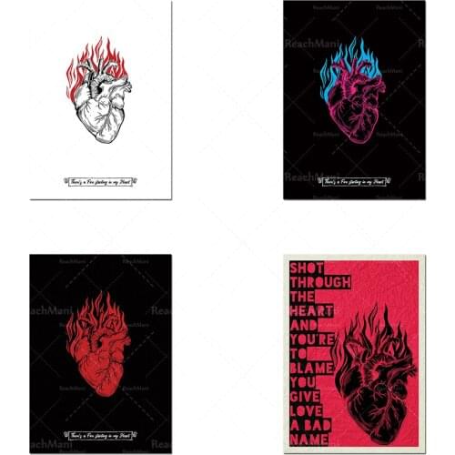 Saint Valentin Fire Heart Print Art Poster Décoration de la maison, Fire Heart, Fire Design