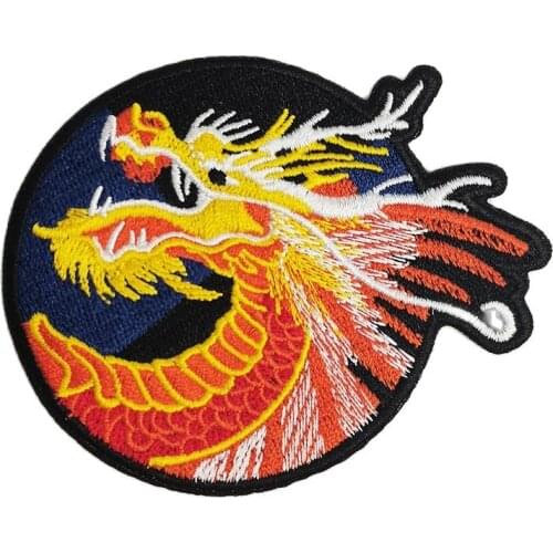 Chinese Dragon Cool Biker MC Patches Embroidered for Jackets Iron on Shirts Bag Sewing Badges Creative Stickers