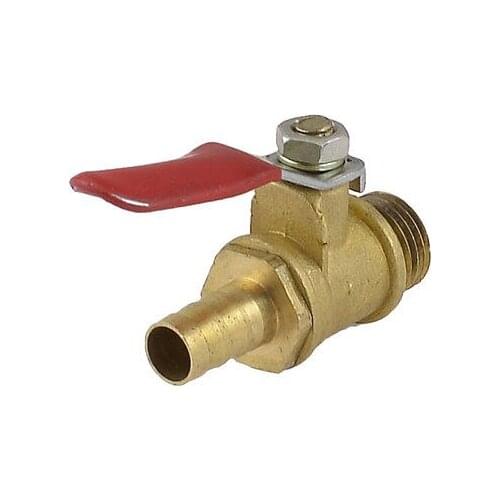 1/4" PT Male Thread to 8mm Hose Barb Red Lever Gas Fuel Brass Ball Valve