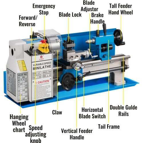 2500r/min Mini Metal Rotating Lathe Motor Metalworking 550W Benchtop Machine For Wood Vertical Working