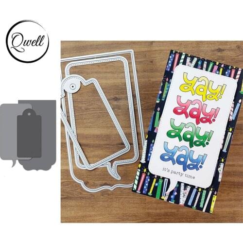 QWELL 3pcs/set Dialogue Tag Label Metal Cutting Dies Stencil 2021 Hot Sale DIY Scrapbooking Craft Paper Cards Making Template