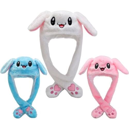 Fashion Rabbit Hat Ear Moving Jumping Hat With Lamp Preppy Style Funny Toys Cap Good Gift For Women Girls Hat Rabbit Accessories