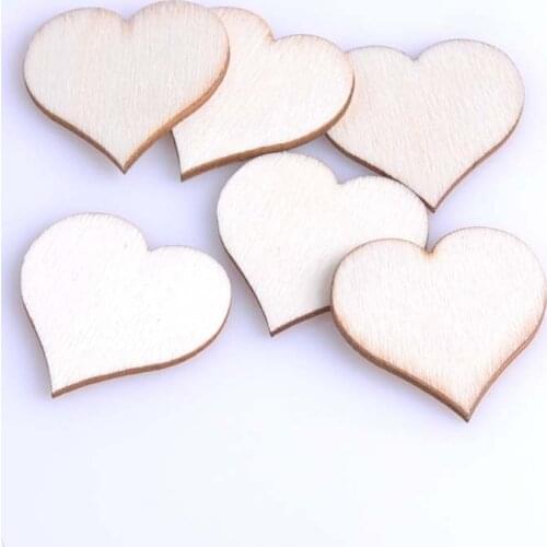 Natrual Wooden Heart Shaped Craft Accessories For Home Party Decoration Scrapbooking 50pcs 20/30mm MT0598