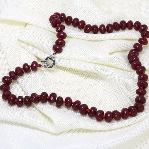 Charming 6x10mm faceted red stone chalcedony abacus rondelle beads stone fashion hot sale necklace women jewelry 18inch BV111